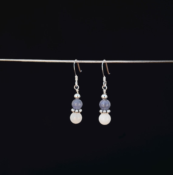 Sugilite and Tanzanite Earrings with Sterling Silver French Ear Wires