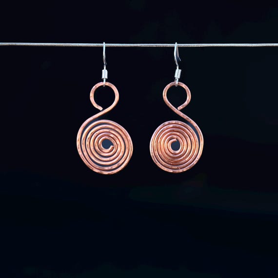 Hand Forged Mixed Metal Earrings - Copper and Sterling Silver Earrings