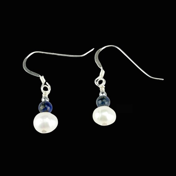 Natural Pearl and Lapis Lazuli Earrings