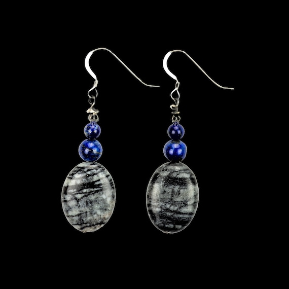 Picasso Jasper and Lapis Lazuli Earrings  - SKU #1070