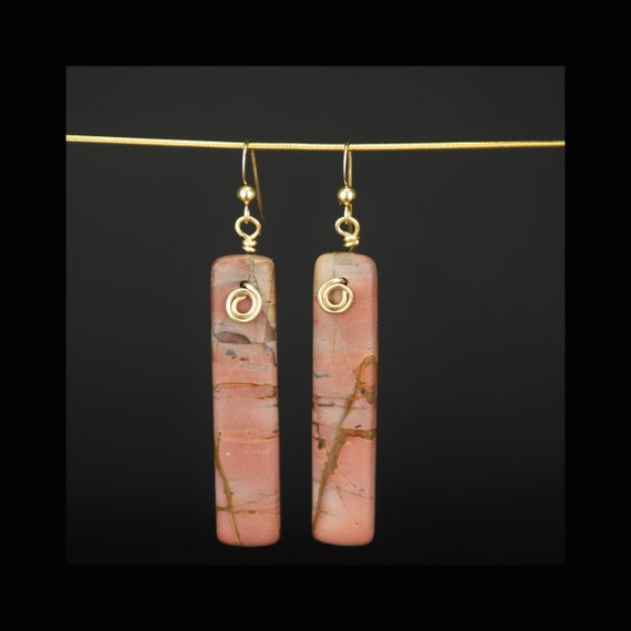 Red Creek Jasper Gold Earrings - 14k Gold Filled - Handmade in the USA - Reiki Infused - Zen Life Gift