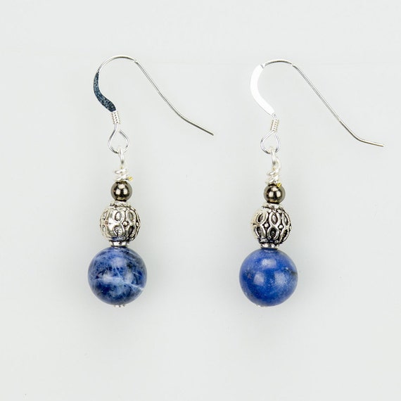 Blue Sodalite Earrings - Reiki Infused - Chakra Support - Handmade in the USA