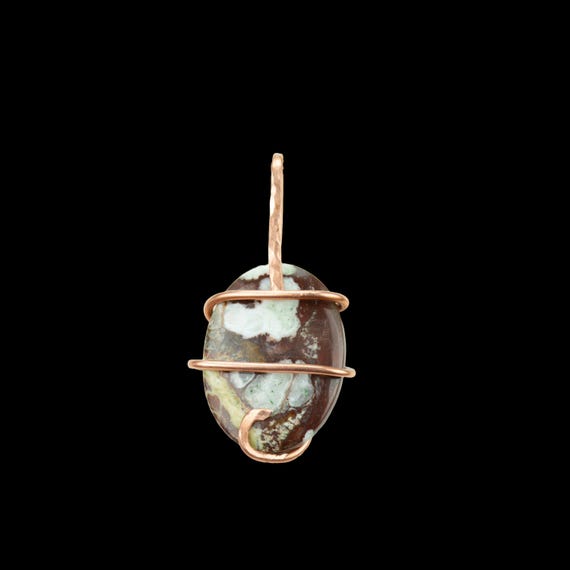 Wild Horse Magnesite Pendant in Hammered Copper Wire Wrap