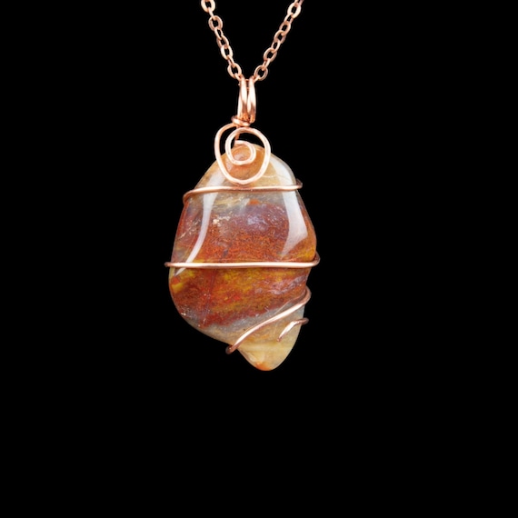 Chunky Petrified Wood Pendant - Choose a Copper Chain or Leather Cord