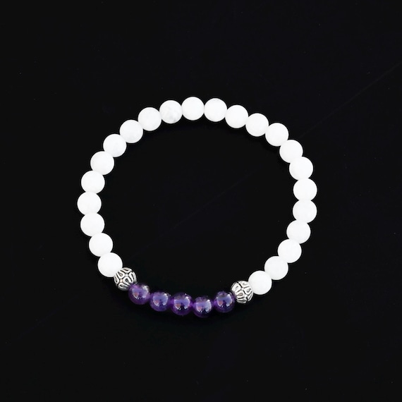 AAA Quality Amethyst and Moonstone Bracelet - Boho Jewelry - Reiki Infused