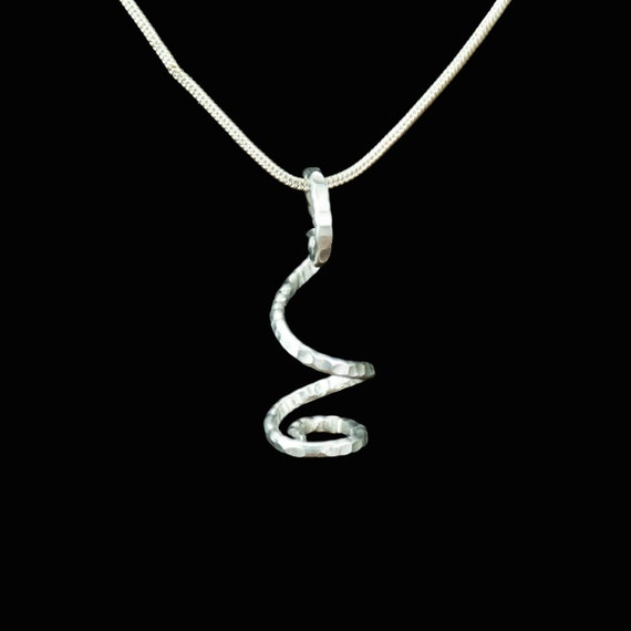 Abstract Snake Pendant - Hammered Aluminum Pendant - Reiki Infused - Choice of Sterling Silver Chain or Leather Cord