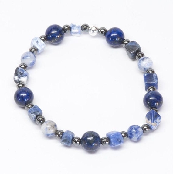 Lapis, Sodalite, Blue Spot Jasper and Hematite bracelet - Reiki Bracelet