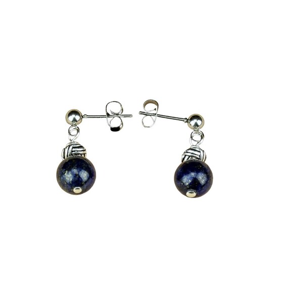Blue Lapis Lazuli Post Earrings - Small Dangle Earrings