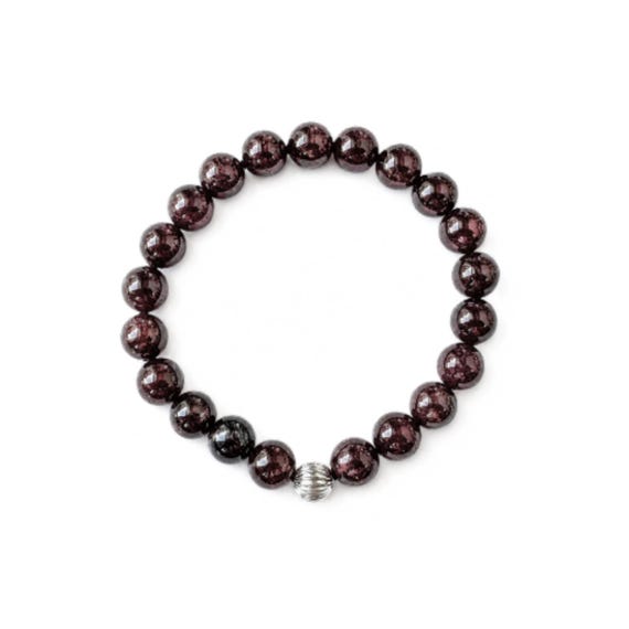 8mm Garnet Bead Bracelet - Stretch Bracelet - Reiki Infused