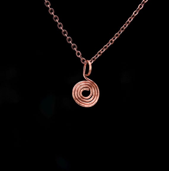 Cold Forged Copper Swirl Pendant - Handmade Reiki Jewelry