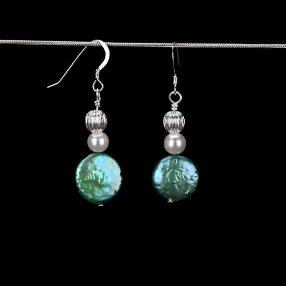 Coin Bead Pearl Earrings - Choose your color