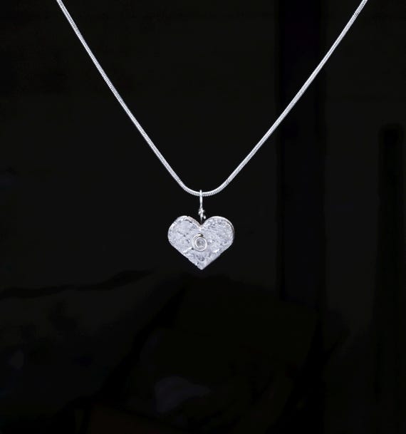 Handcrafted .999 Fine Silver Heart Pendant - Choice of Silver Chain or Leather Cord