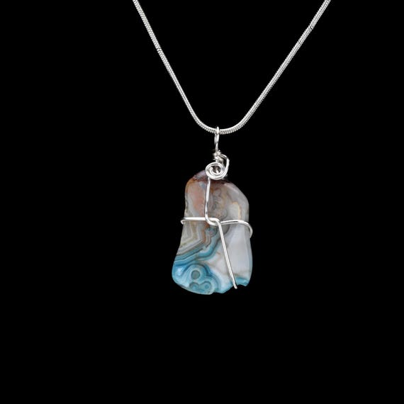 Crazy Lace Agate Pendant - Choose a Silver Chain or Leather Cord