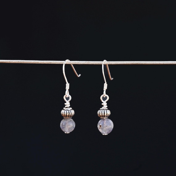 Dainty Iolite Earrings with Sterling Silver French Ear Wires