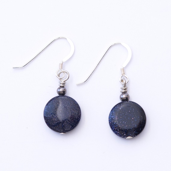 Blue Goldstone Earrings - Reiki Infused