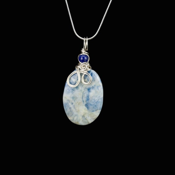 Lapis Lace Onyx Pendant aka Blue Rhodochrosite - Blue Lapis Lace Pendant - Reiki Jewelry