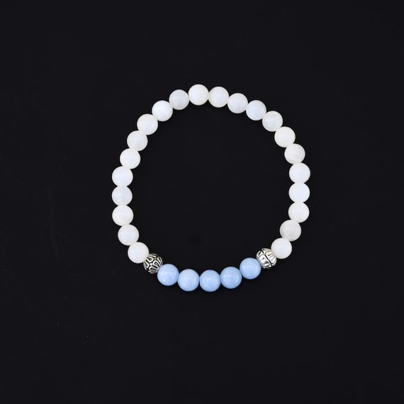 Moonstone and Angelite Bracelet - Reiki infused