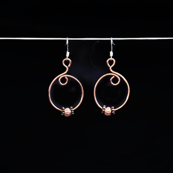 Hand Forged Mixed Metal Earrings - Copper and Sterling Silver Earrings