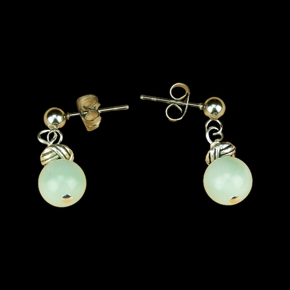 Green Moonstone Post Earrings - Small Dangle Earrings