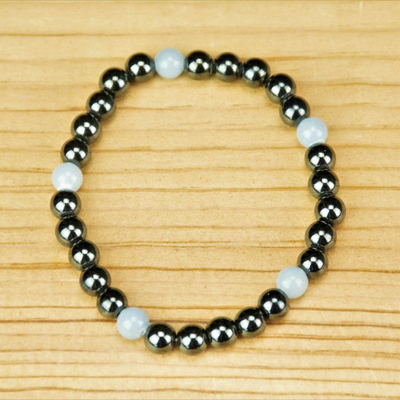 Magnetic Lodestone and Angelite Bracelet