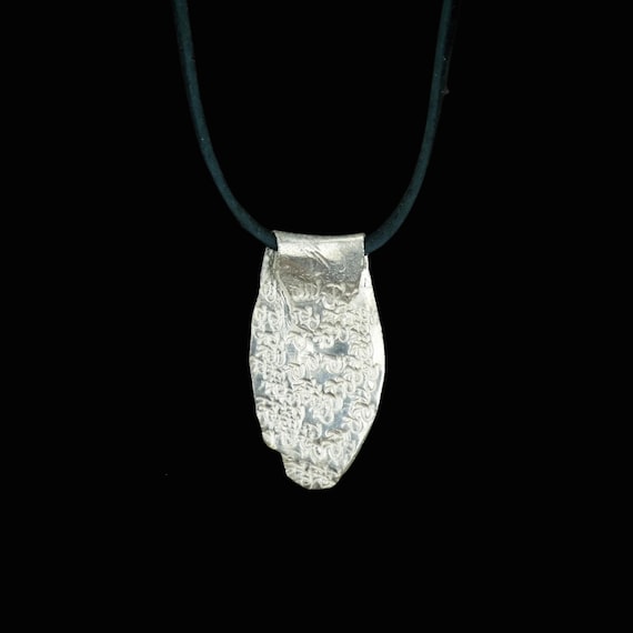 Handcrafted .999 Fine Silver Sculptural Pendant on a Black Leather Cord