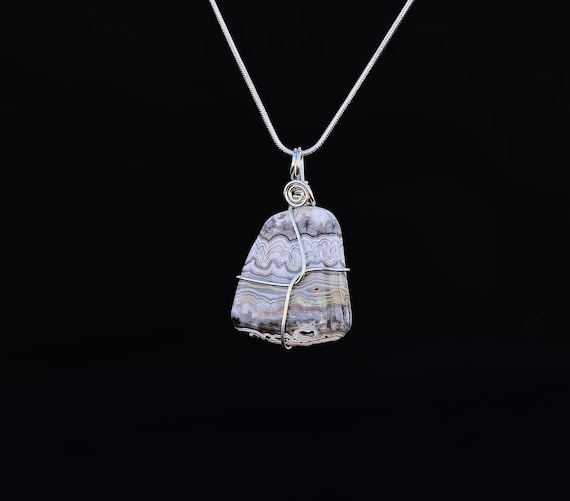 Crazy Lace Agate  and Argentium Silver Pendant - Handmade Boho Chic Jewelry