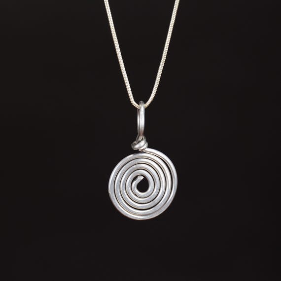 Aluminum Swirl Boho Pendant - Handmade Reiki Jewelry