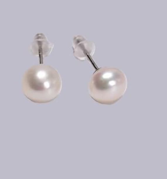 6mm Natural Pearl Earrings - Pearl Stud Earrings - Reiki Infused
