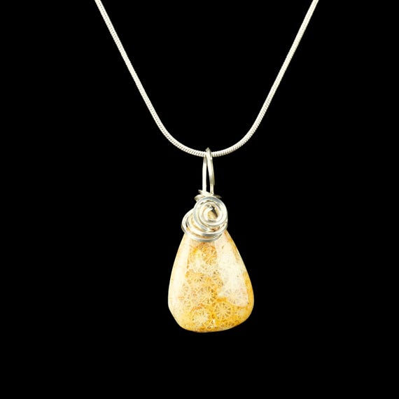 Genuine Coral Fossil Teardrop pendant