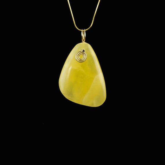 Orange Calcite Pendant with 14k Gold Filled Wire Swirl