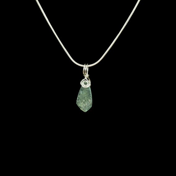 Ancient Roman Glass Pendant With Silver Swirl - Reiki Infused
