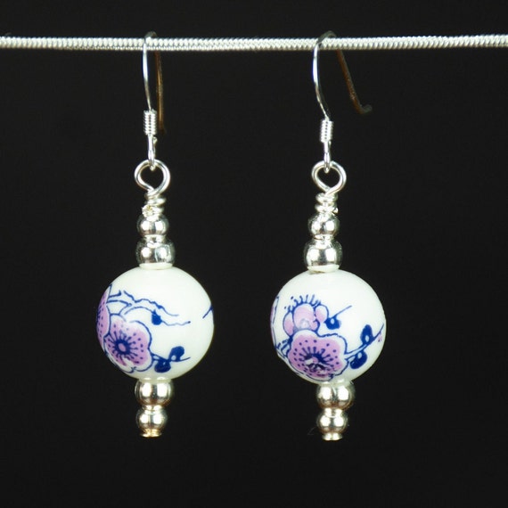 Ceramic Floral Earrings - Choose Your Color - Choice of Ear Wires - Reiki Infused
