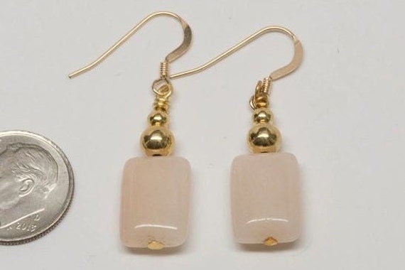 Peach Jade Earrings - Pink Jade Earrings - Reiki Infused