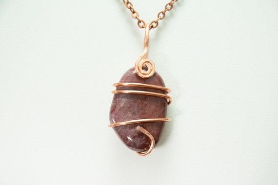 Pink Tourmaline Cold Forged Copper Pendant - Handmade Pendant - Reiki Infused