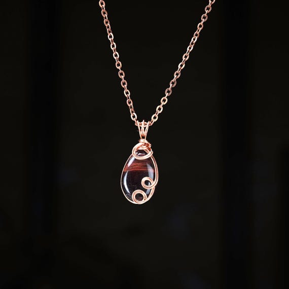 Tigers Eye Copper Wire Wrapped Stone Pendant