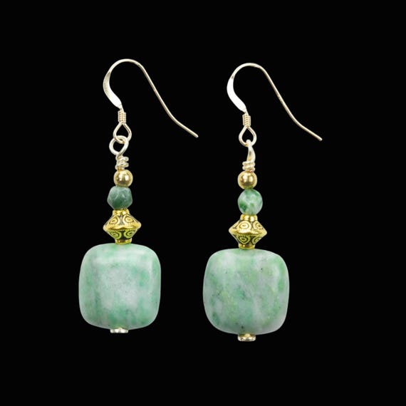 Ching Hai Jade Earrings with 14k Gold Filled French Ear Wires