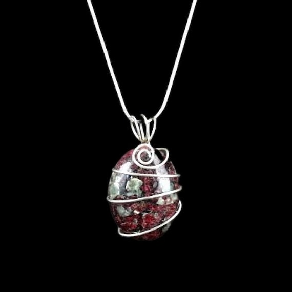 Eudialite Pendant in Sterling Silver Wire Wrap