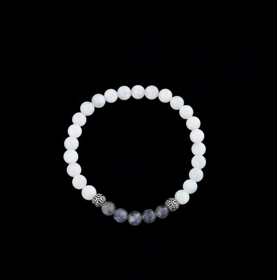 Iolite and Moonstone Bracelet - Boho Chic Jewelry - Reiki Infused