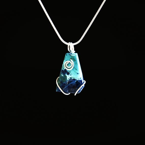 Shattuckite Chrysocolla in Argentium Silver Wire