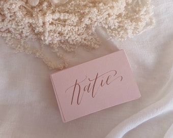 BLUSH PINK Wedding Place Card With Calligraphy | Maroon White Black Navy Rose Gold Personalised Place Setting Name Tags | Escort Card