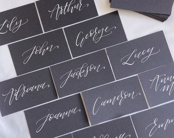 NAVY BLUE Wedding Place Cards With Calligraphy | Burgundy Maroon White Black Personalised Place Setting Name Tags | Escort Card