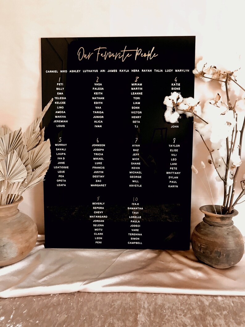 FROSTED Acrylic Wedding Seating Chart Clear Perspex