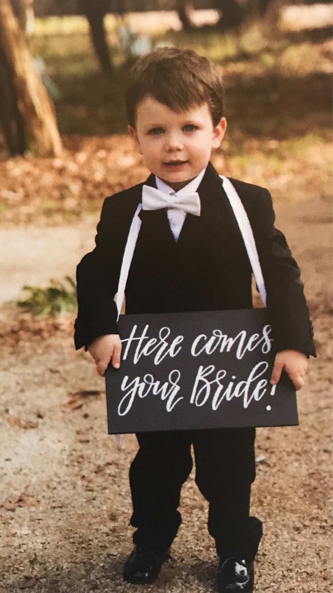WOODEN WEDDING Ring Bearer Sign Here Comes Your Bride Etsy