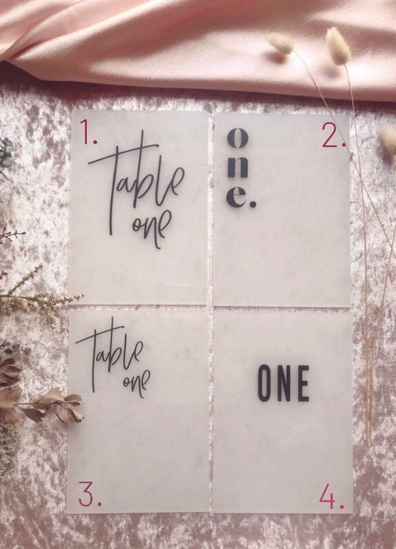 ACRYLIC Table Numbers Frosted Clear Acrylic Perspex Table Etsy