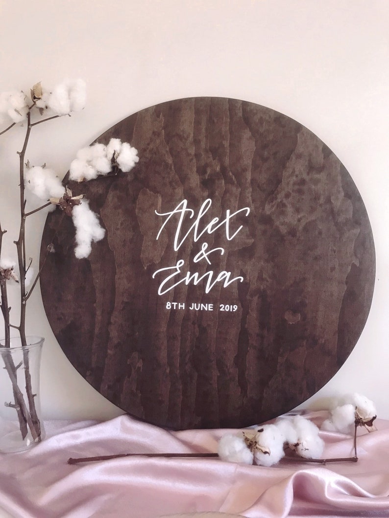 ROUND Circle Guest Book Sign Wooden Guest Signing Board - Etsy