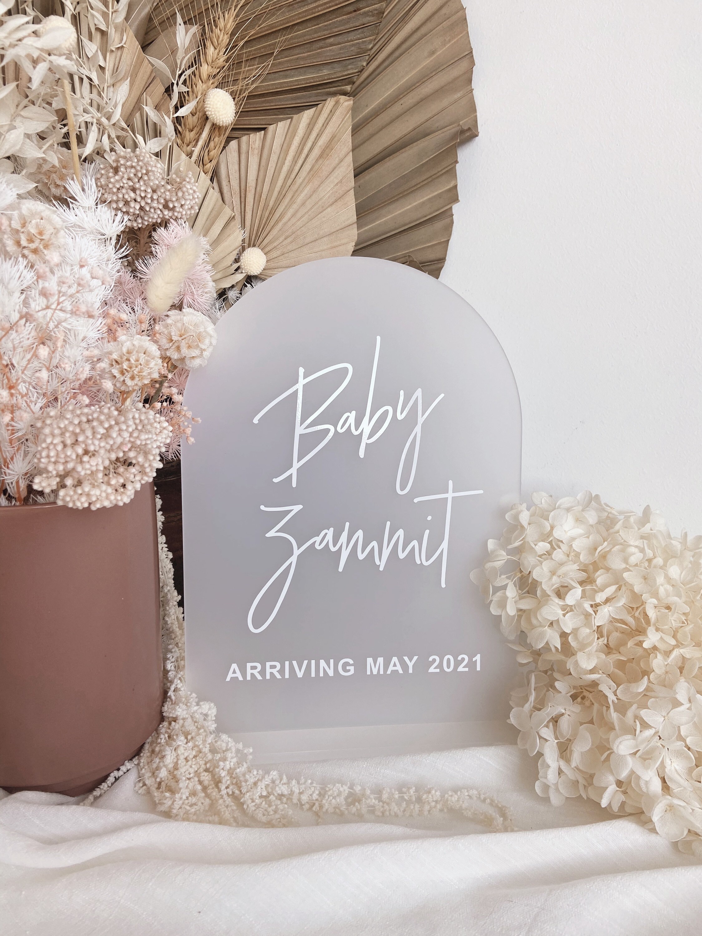 BABY Pregnancy Announcement Acrylic Arch Sign Plaque Frosted Etsy