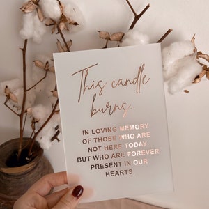 THIS CANDLE BURNS In Loving Memory Sign | Loved Ones Signs | White Acrylic Wedding Decorations | If Heaven Weren't Too Far Away