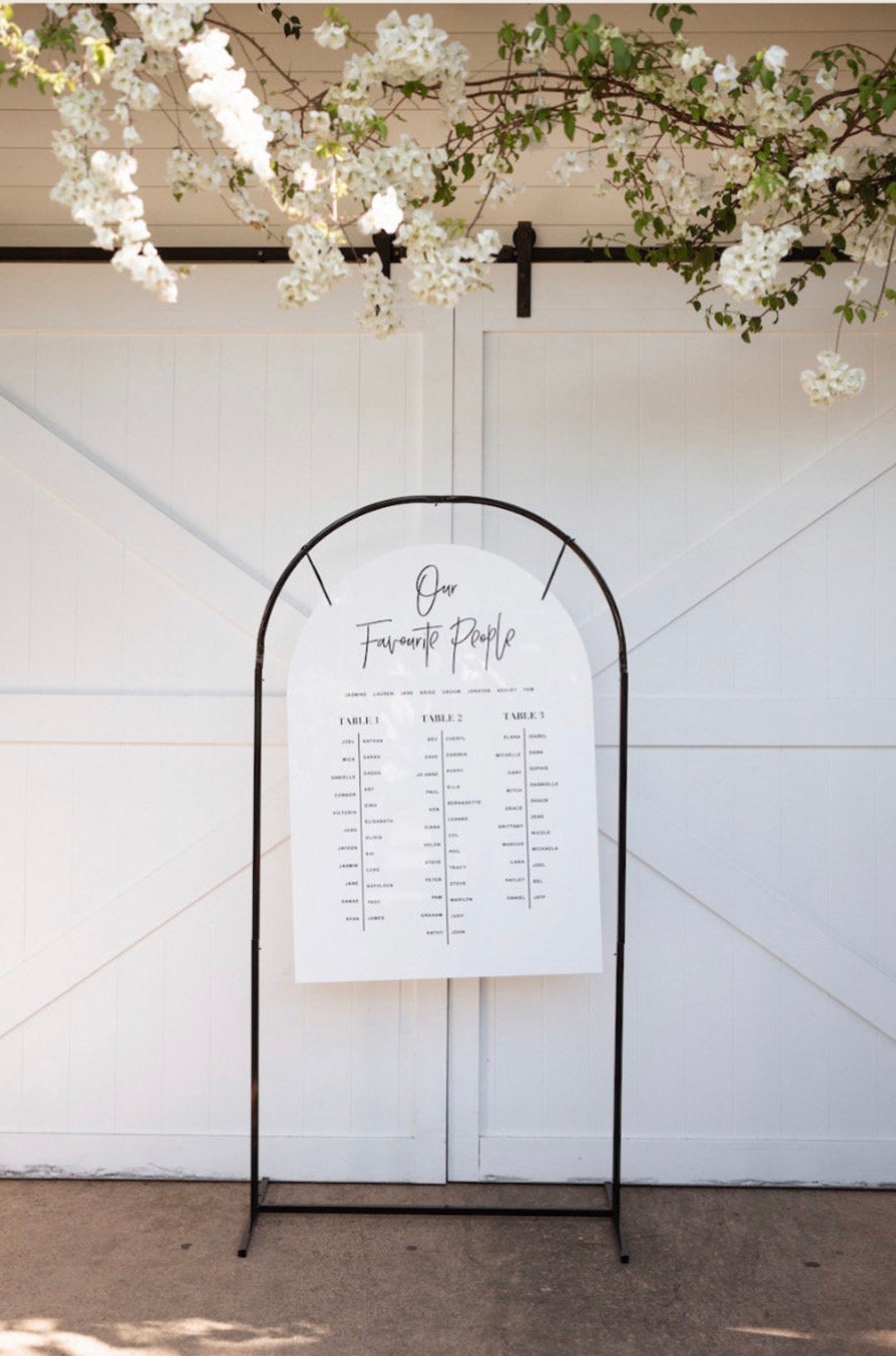 ARCH Acrylic Wedding Seating Chart Arched Clear Frosted White Black