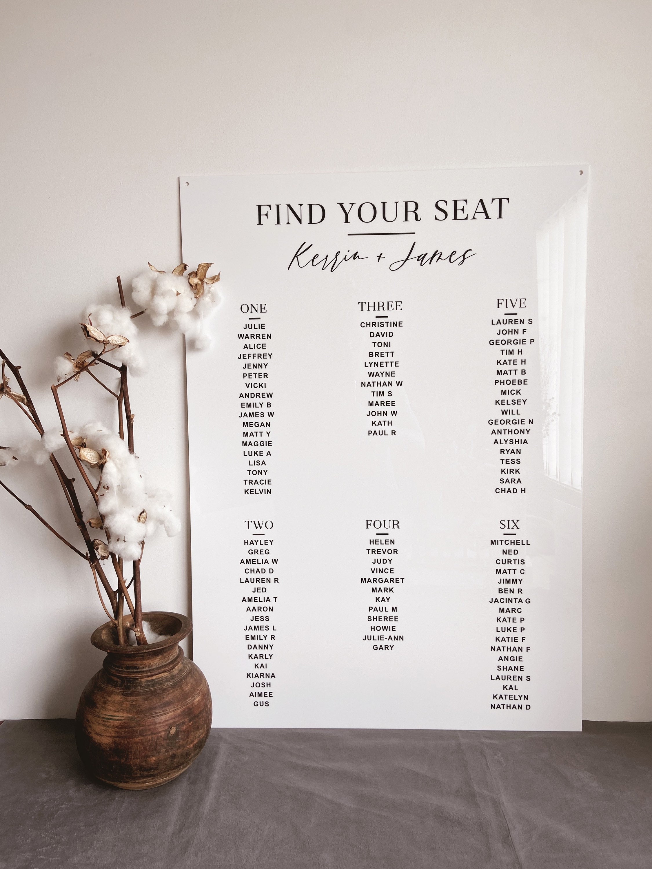 WHITE Acrylic Seating Chart Perspex Guest Wedding Seating Etsy Australia