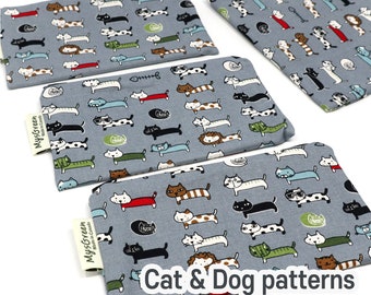 Animal Cat Dog print Reusable pouch set Reusable bag Washable bag Snack Bag Zipper bag Waterproof bag Sandwich Bag Wet bag Zero waste gift